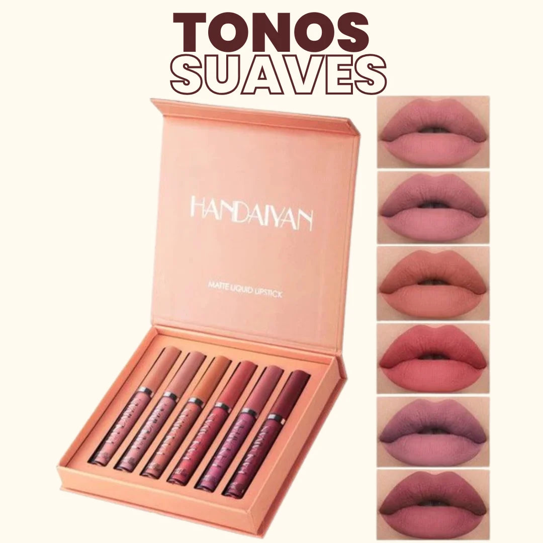 SET DE 6 LABIALES MATE HANDAIYAN – Color intenso y duración prolongada