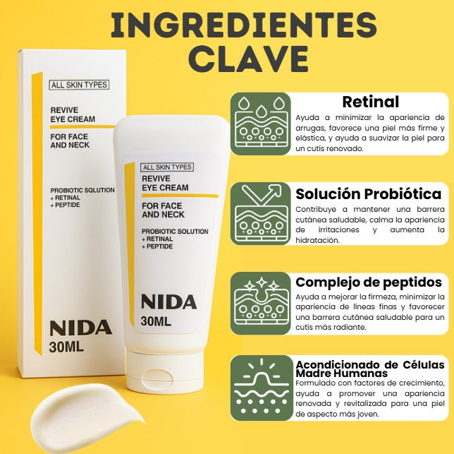 NIDA REVIVE EYE CREAM 30ML - La crema que transforma tu piel en semanas.