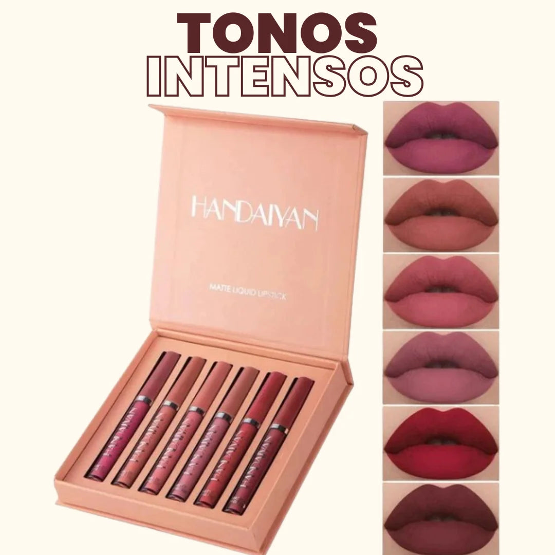 SET DE 6 LABIALES MATE HANDAIYAN – Color intenso y duración prolongada