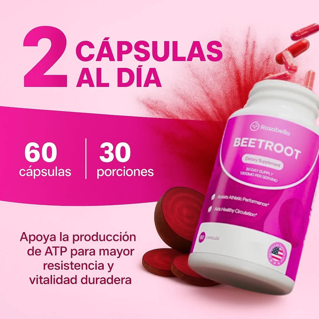 BEETROOT ORGANICO 1300mg – Cápsulas de Remolacha Pura
