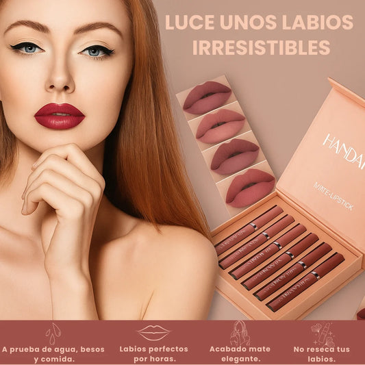 SET DE 6 LABIALES MATE HANDAIYAN – Color intenso y duración prolongada