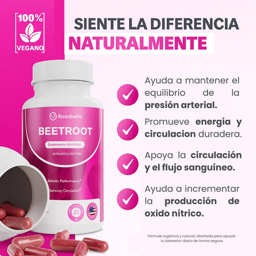 BEETROOT ORGANICO 1300mg – Cápsulas de Remolacha Pura