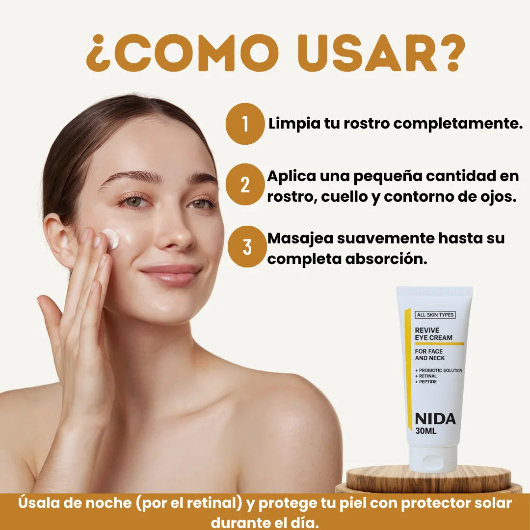 NIDA REVIVE EYE CREAM 30ML - La crema que transforma tu piel en semanas.