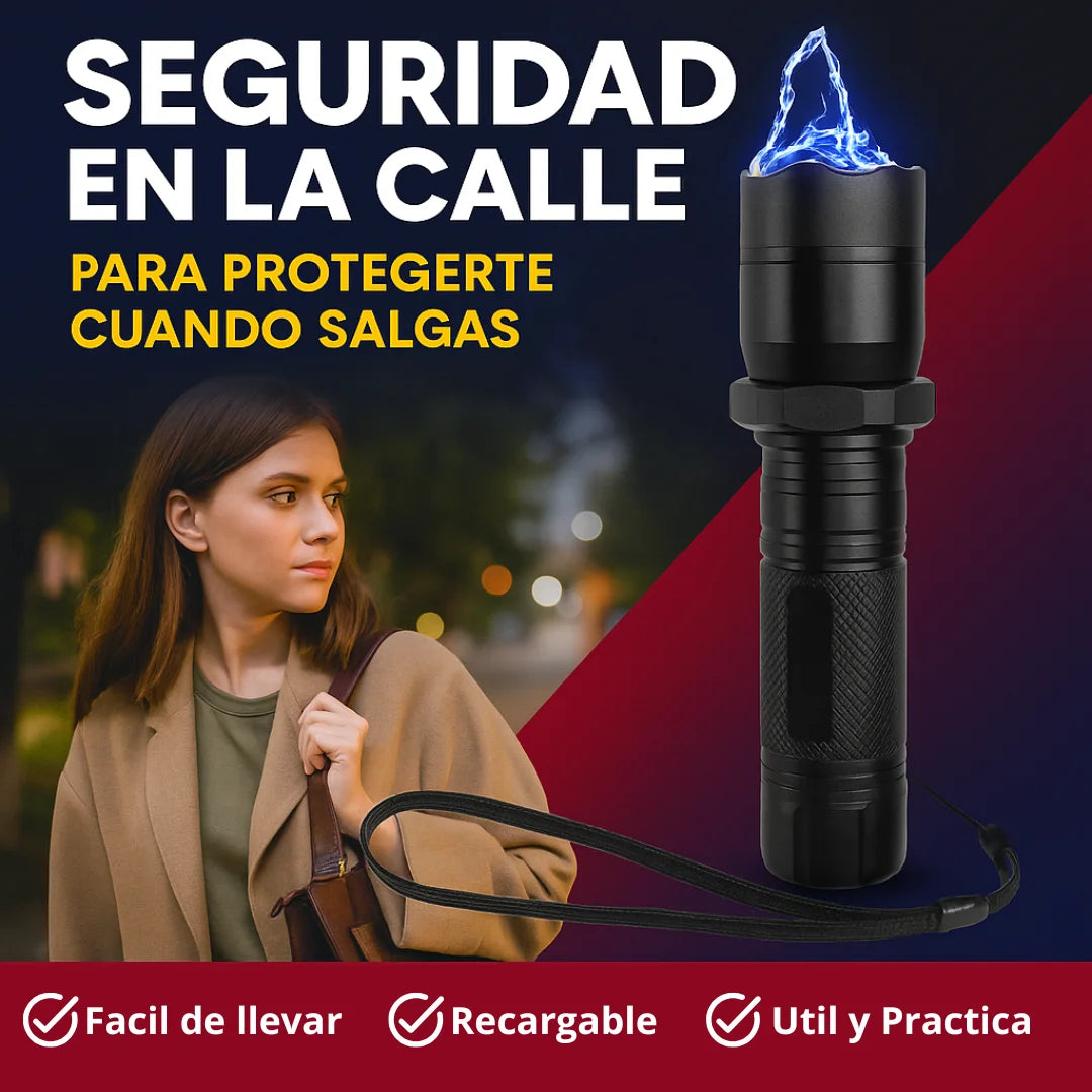 LINTERNA TASER ELECTRICA RECARGABLE - Luz máxima + Defensa segura