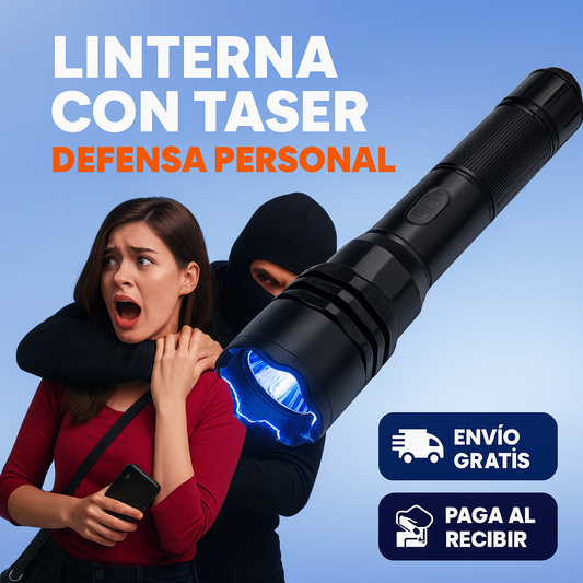 LINTERNA TASER ELECTRICA RECARGABLE - Luz máxima + Defensa segura