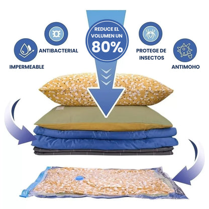 BOLSAS AL VACIO PREMIUM X5 CON VALVULA + BOMBA DE SUCCION